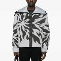 Fashion Drop Shoulder Hooded Oversize Woven Breathable Fragment Jacket Fully Zip Print Pattern Wool Blend Men