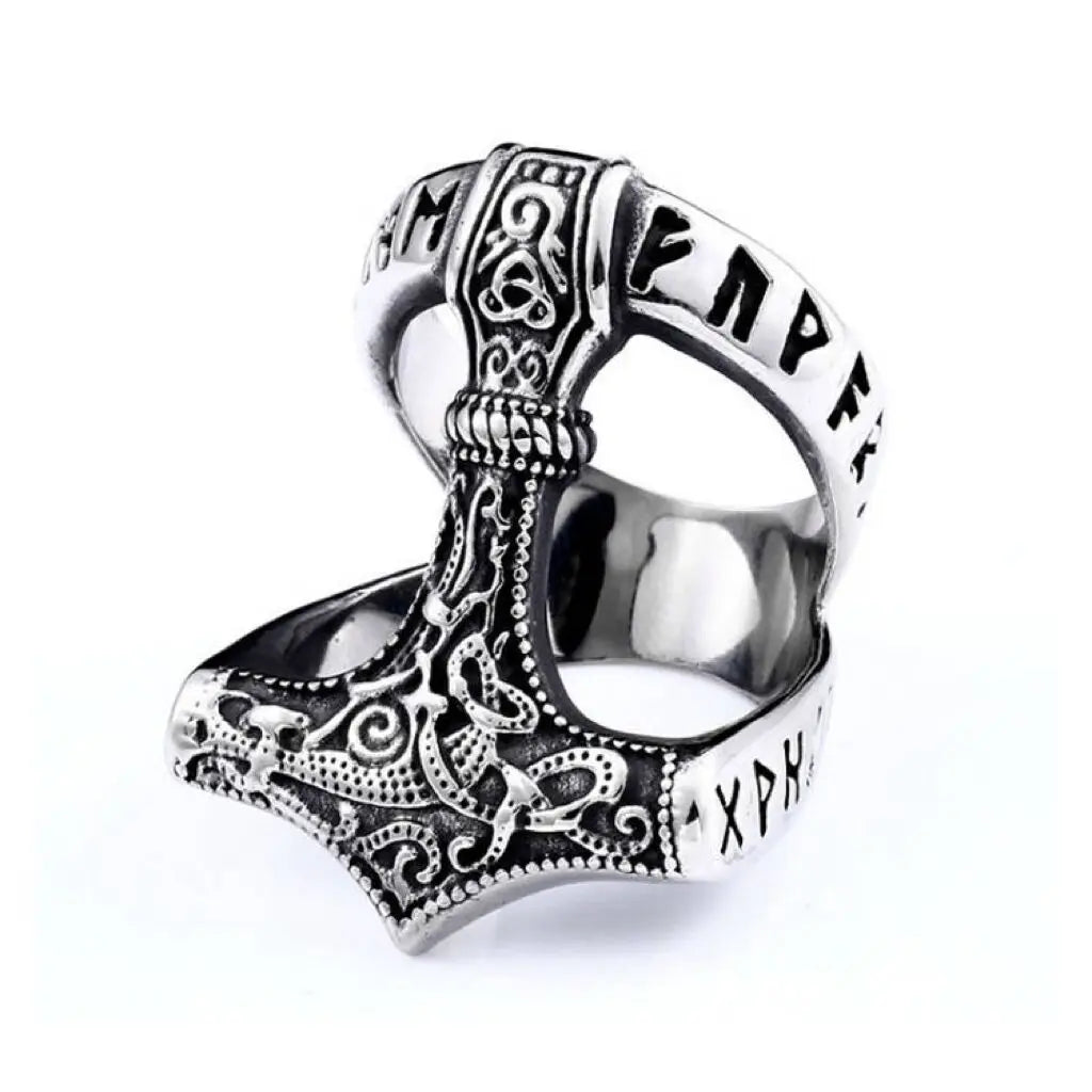 OAHLAN Custom Engraving Fashion Jewelry Rings Creative Vintage Viking Letters Stainless Steel Ring for Men Wedding Size 7-13