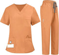 European Style Women's Scrubs Set Stretch Ultra Soft Top and Pants Nurse Work Uniform Quick Drying