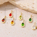 Multi Color CZ Natural Gemstone Charm Tear Drop Round Heart Eye Solid Gold 9ct Charms for Permanent Jewelry Bracelet Making