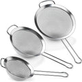Set of 3 Silver Stainless Steel Fine Mesh Strainer with Handle Eco-Friendly Kitchen Tool for Pasta Sieve Sifter