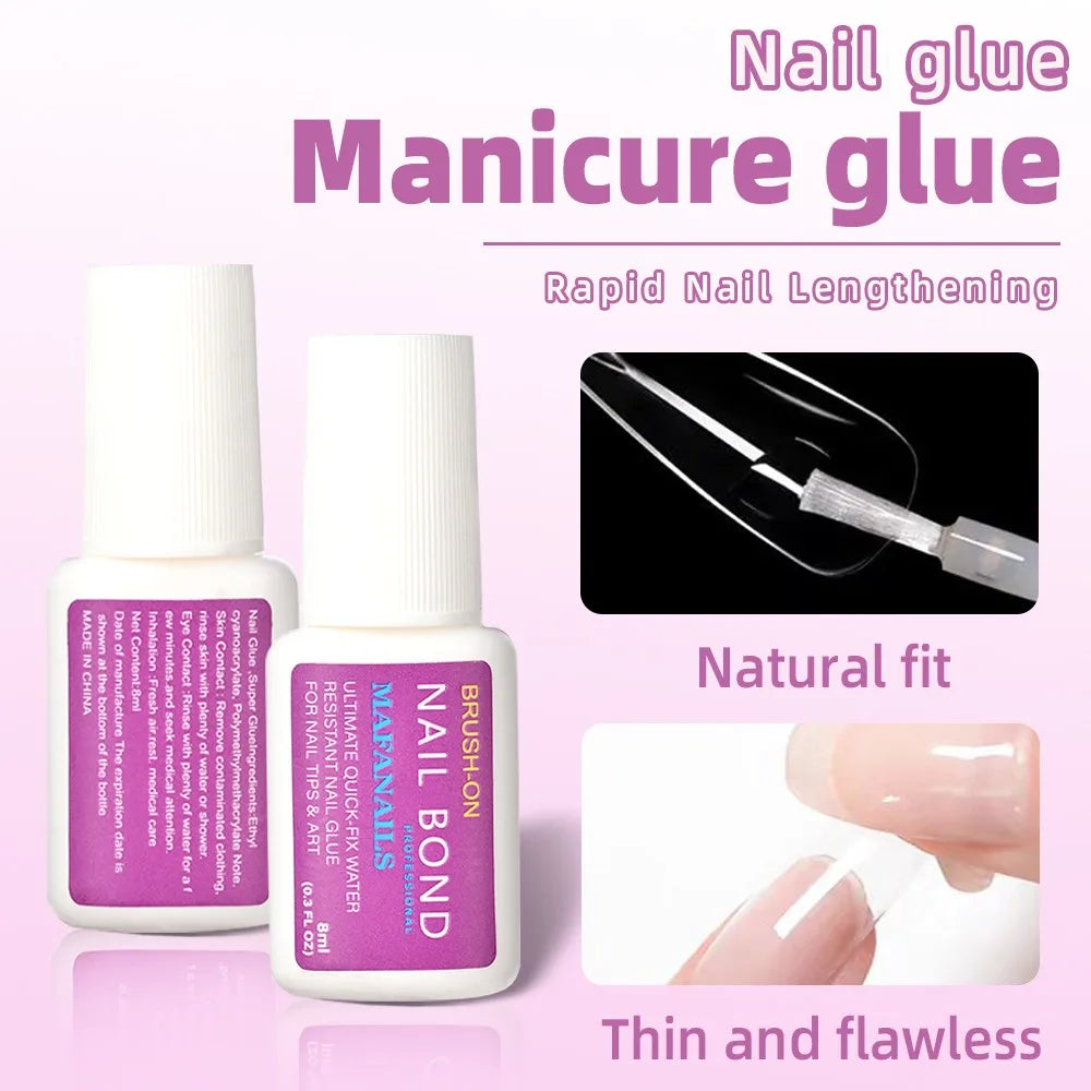 8ml False Nail Glue Rhinestone Adhesive Nail Glue Fast Drying Strong Hold Nail Glue Manicure Glue for Nail Tips & Extensions