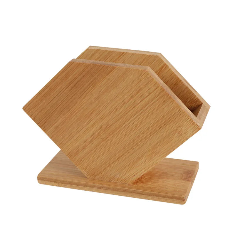 Custom Logo Bamboo Wood Napkin Holder Restaurant Home Decor Table Rustic Napkin Holder