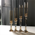 Wholesale Wedding Decor a Set of 4 Pieces champagne Gold Crystal Candlestick
