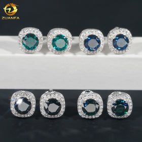 Pass Diamond Tester Iced Out Hip Hop Sterling Silver 925 Screw Back Colorful Moissanite Diamond Stud Earrings Men