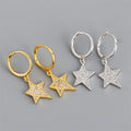 New Trendy Star Shape 18k Gold 925 Sterling Silver Fashion Hoop Earrings for Women