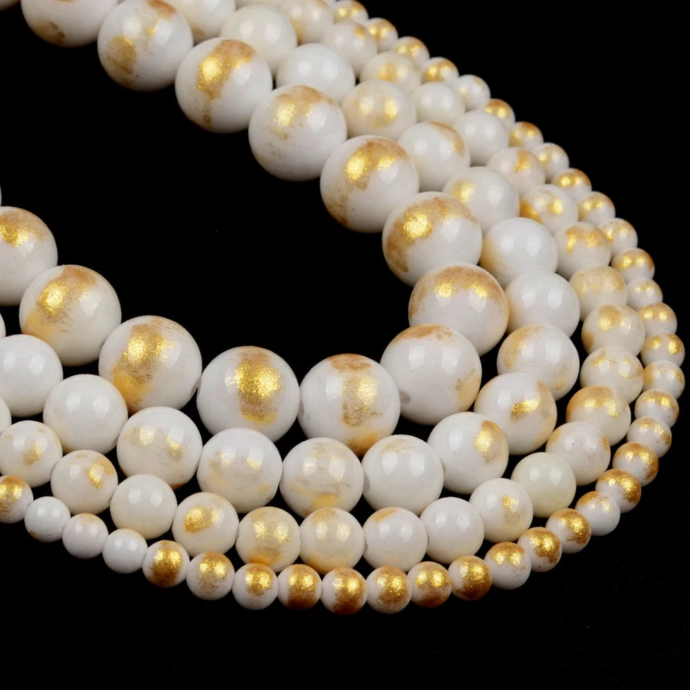Wholesale Natural Stone Black/Pink/Yellow/Purple/Green/Blue Gold Color Jades Round Loose Beads for Jewelry Making