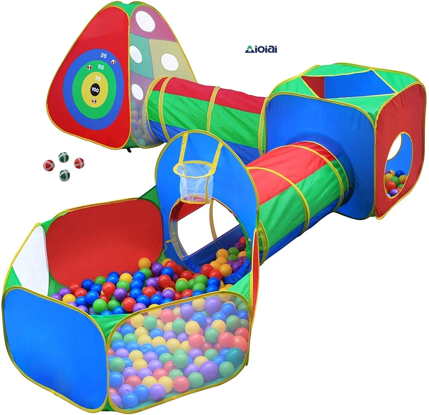 AIOIAI Large Tunnels Ball Pit Combo Unisex Sports Toy Play Tent Soft Folding Polyester Princess Pop House Eco-Friendly Safety