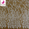 New African White Bridal Wedding 3D Beaded Sequins Net Embroidery Lace Dress Wholesales Fabric HY1936