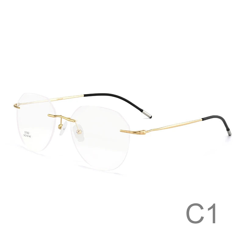 Ultralight Titanium Alloy Rimless Men Glasses Frame Square Eyeglasses Myopia Prescription Frames for Women Optical Eye Glass
