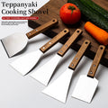 Premium Mini Teppanyaki BBQ Spatula Stainless Steel Wooden Handle Grill Scraper Kitchen Turner Utensils Cooking Dishwasher Safe