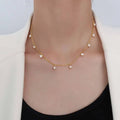 Dainty Small White Pearl Pendant Necklace 18K Gold Plating Beads Tassel Necklace for Women