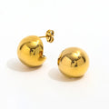 New Trendy 18K Gold Plated Shiny Hollow Half Round Ball Stud Earring Women's Geometric Stainless Steel Jewelry Wholesale