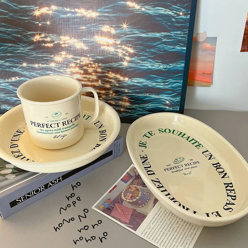 Korean Ins Style  Alphabet Ceramic Tableware Niche Design Dessert Plate Mug