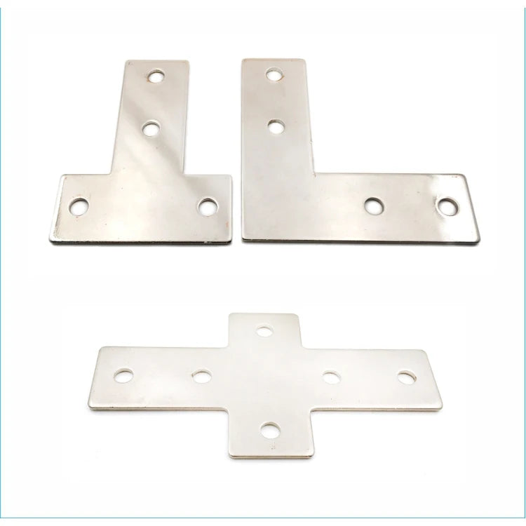 Hante Adjustable L-Shaped Carbon Steel Outer Connector T-Shaped Connecting Plate 4040 3030 8080 Silver Frame Bracket HT-WJ-40T