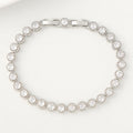 Glittering Round Iced Out Cubic Zircon Pave Silver Color Women Wedding Bridal Engagement Tennis Bracelet for Brides Jewelry