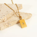 Tarnish Free 18K Gold Pvd Plated North Star Necklace Rectangle Pendant Stainless Steel Necklace Waterproof Gold Jewelry for Wome