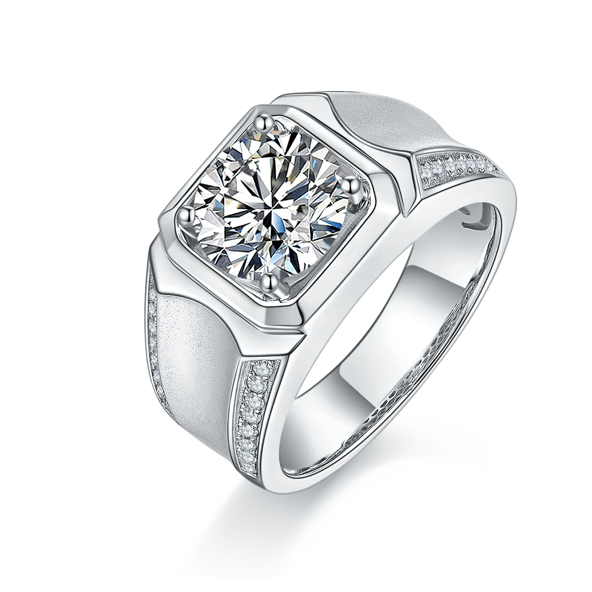 Quick Shipping Trendy High Quality 925 Sterling Silver Moissanite Men Ring Hip Hop Moissanite Rings With Discount