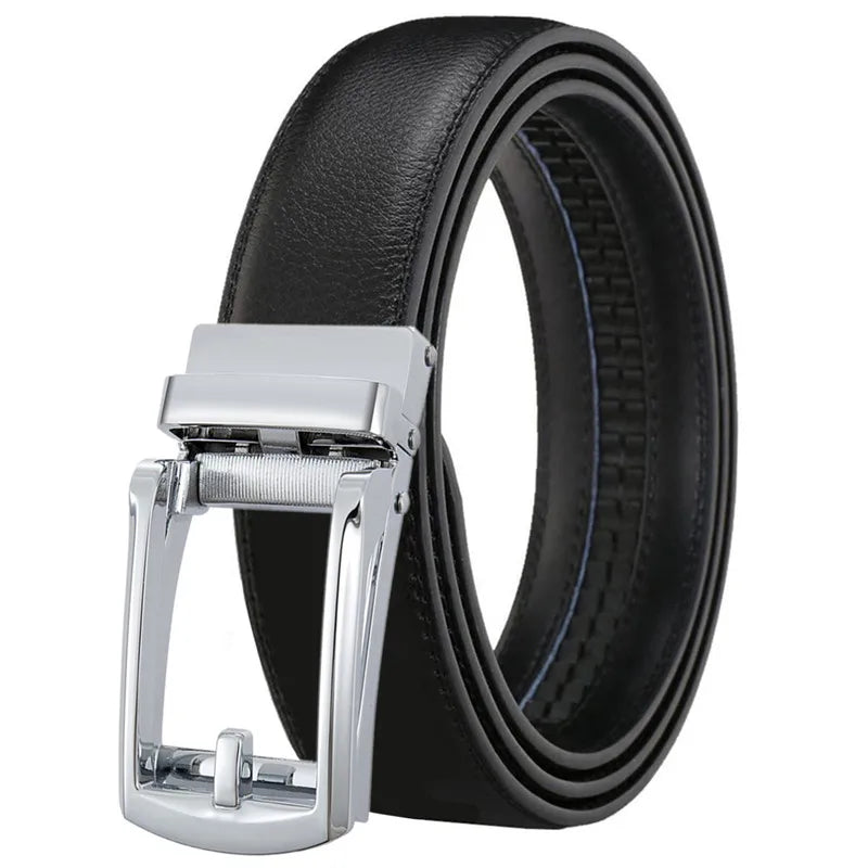 LQbelt New Design Click Belt Male Genuine Leather Belt Men's Automatic Buckle Belts for Men Factory Ratchet Custom logo