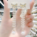 2025 Crystal Wholesale Freshwater Pearl butterfly Earrings Real Pearl Earring 18k