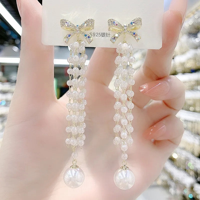 2025 Crystal Wholesale Freshwater Pearl butterfly Earrings Real Pearl Earring 18k