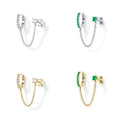 SP S925 Sterling Silver Diamond Ear Buckle Ear Ring Long Chain Cuff Earrings 925 Sterling Silver