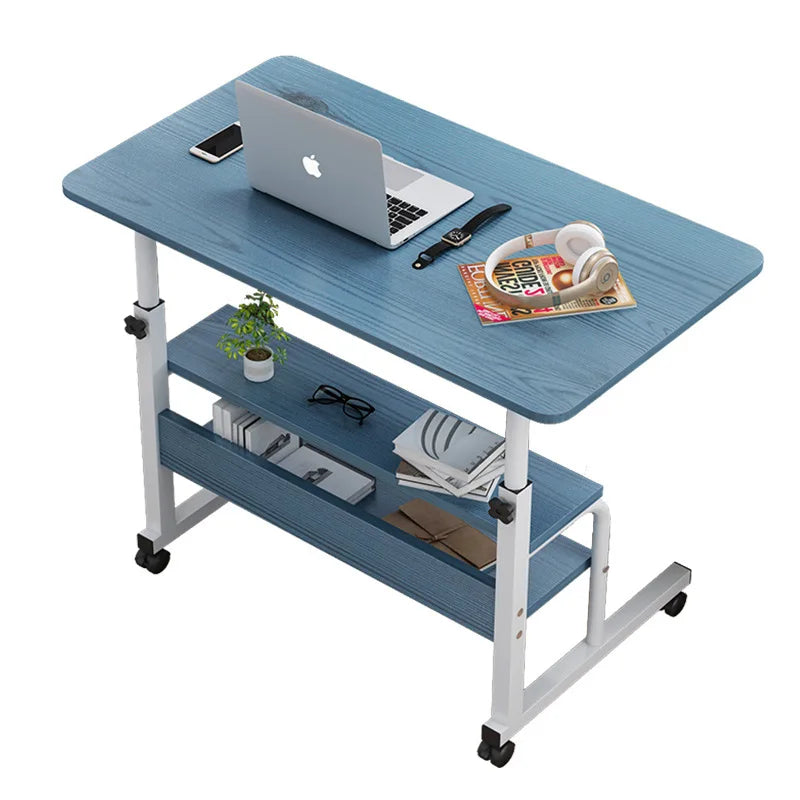Folding Bedroom End Bed Table Desks Adjustable Wheels Height Notebook Computer Table Foldable Laptop Desk