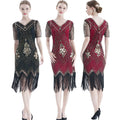 Womens Beaded Fringe Cocktail Dresses Sequin Tassel Skirt Dance Party Gown Formal Clothes 1920s Flapper Dress Vintage Clothing