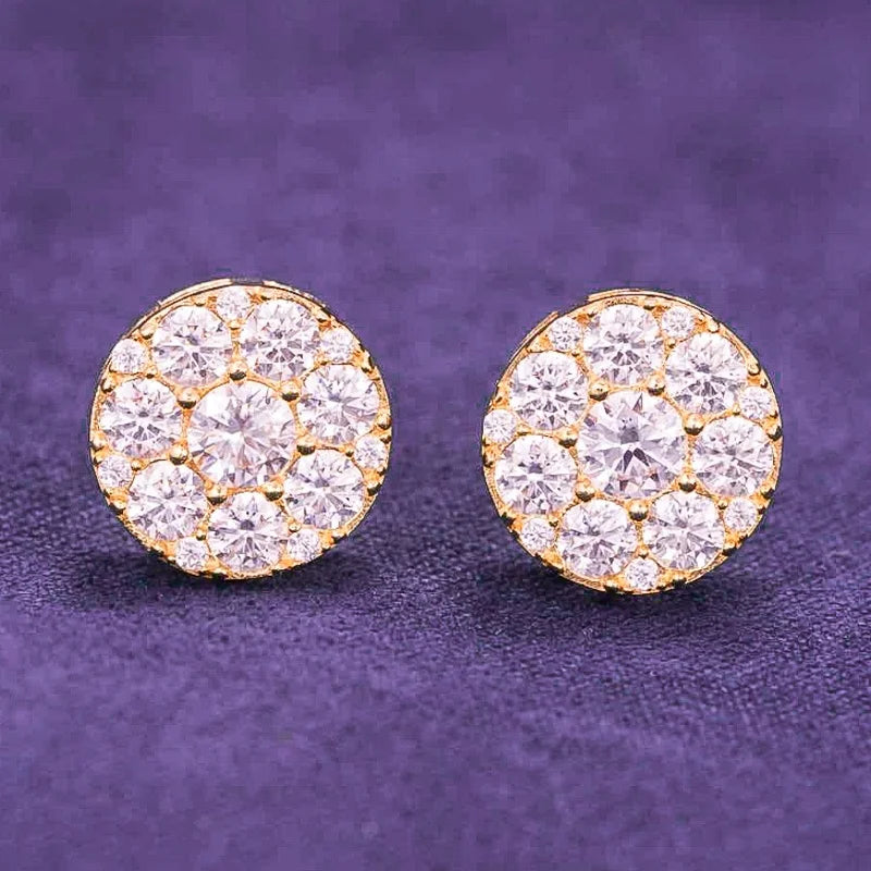 Hip Hop Fine Jewelry Pass Diamond Tester 925 Sterling Silver Iced Out 10MM VVS Moissanite Cluster Stud Earrings for Women Men