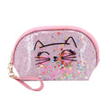 2021 Hot Sale Cute Cat Wash Pink Travel Makeup Bag Cosmetic Bag Sequin Laser Bag With Custom Logo