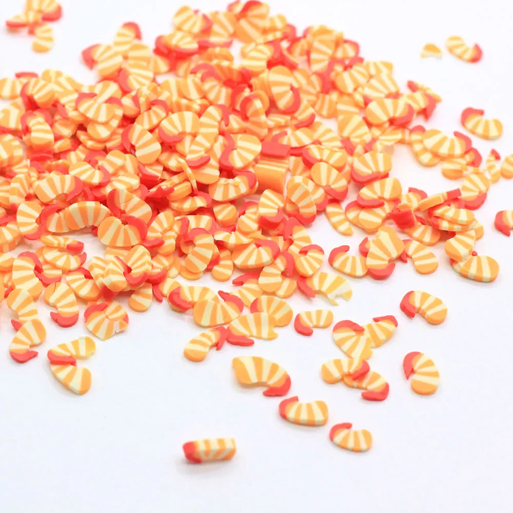Shrimp Meat Slices Polymer Clay Seafood Sprinkles for Arts and Mobile Decoration DIY Crafts Filler Accessories