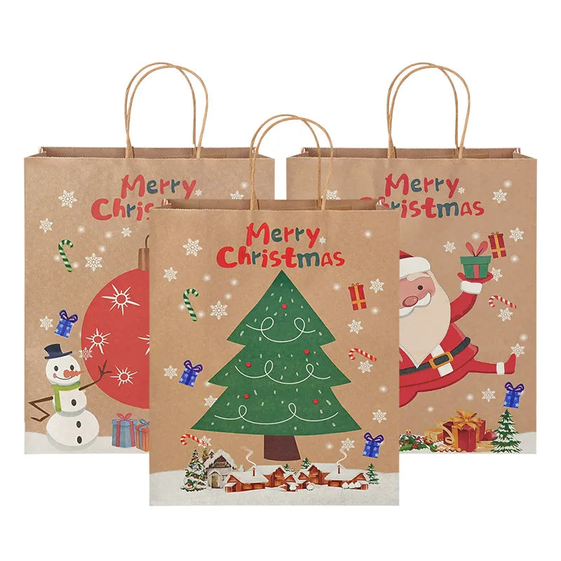 Large Christmas Gift Bags Party Favor Kraft Paper Bags for Christmas Snack Clothing Present Box Packaging Bag