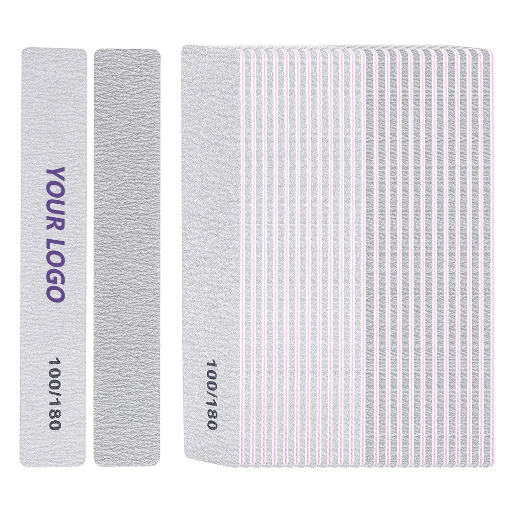 Hot Selling Square Halfmoon Curved Banana Straight Shape Zebra Nail File 100/180 With Customized Logo