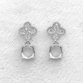 Sterling Silver 6mm/7mm Semi Mount Stud Earrings Empty Support Blank Setting S925 Base Holder Without Center Stone for DIY Inlay