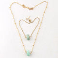Dainty Gold Plated Adjusted Metal Chain Bracelet Necklace Chip Natural Stone Jewelry Set for Women