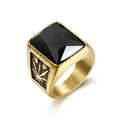 Stainless Steel Simple Men's Hip-hop Black Ruby Fashion Ring