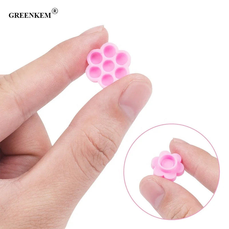 New 100 PCS Disposable Pink Plastic Flower Shape Eyelash Extension Blooming Cups Glue Holder Eyelash Cup