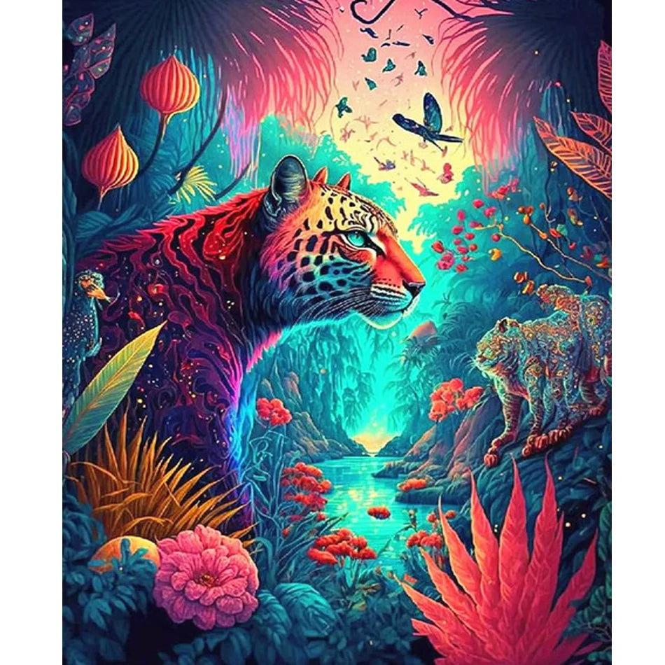 Paint by Numbers for Adults Kits Wall Art Animals Leopard Coloring by Numbers Acrylic Paint Diy Crafts for Home Decors 40x50 MegaBDM