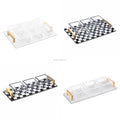 Jewish Gift Onyx Classic 3 Sectional Judaica Marble Base Gold Handle Acrylic Lucite Dip Bowls Set