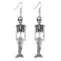 Retro Gothic Mermaid Skeleton Earrings for Men and Women Couples Punk Jewelry Gift