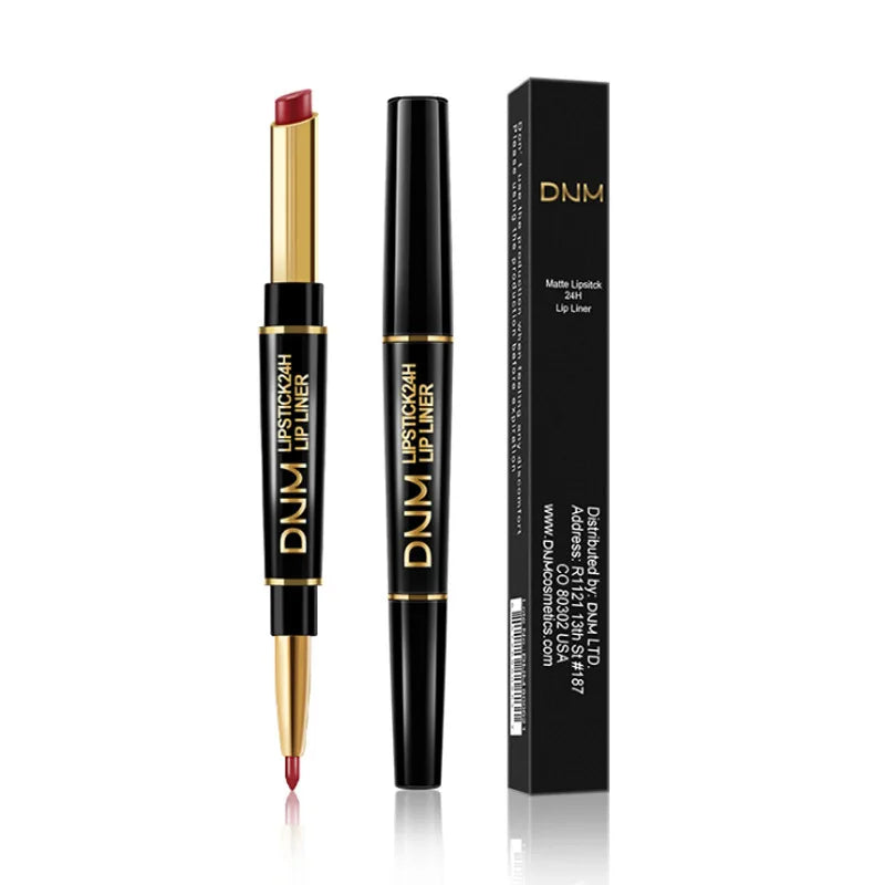 Wholesale 12 Colors Double-ended Non-stick Cup Lipstick Lip Liner Waterproof Long Lasting Lip Gloss