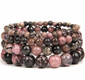 Wholesale 4/6/8/10MM Black Strip Rhodonite Gemstone Bracelets Mens Womans Natural Stone Beads Bracelet Gemstone Jewelry