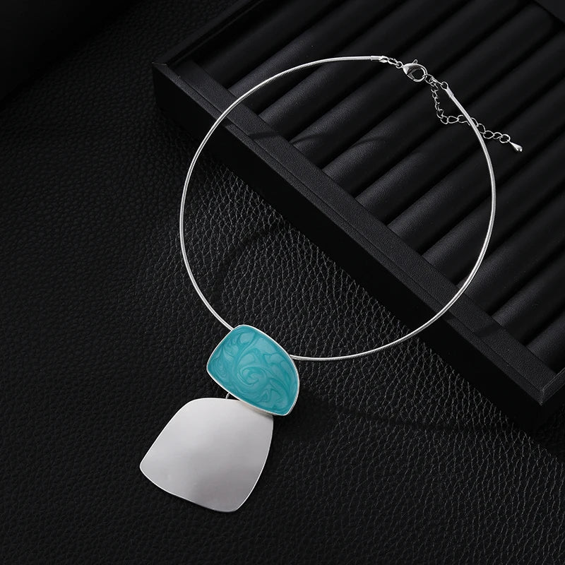 TongLing European Minimalist Choker Necklace Female Geometric Charm Necklace for Daily Wearing