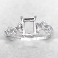 Sterling Silver 5*7mm Semi Mount Ring Square Shape Empty Frame Blank Claws Setting S925 Base Without Center Stone for Inlay DIY