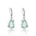 C1220E Abiding Shield Waterproof Small Prasiolite Stone Hoop Earrings Rhodium Sterling Silver Earrings Women