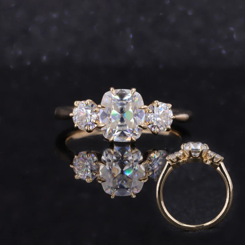 10k 14k Solid Yellow Gold 4mm OEC Loose Moissanite OMC Diamond Engagement Ring on Sale