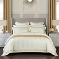 High-quality Luxury White Strip Jacquard Comforter Duvet Cover Cotton Green Pillow Cover 4-piece Bedding Set Supplier