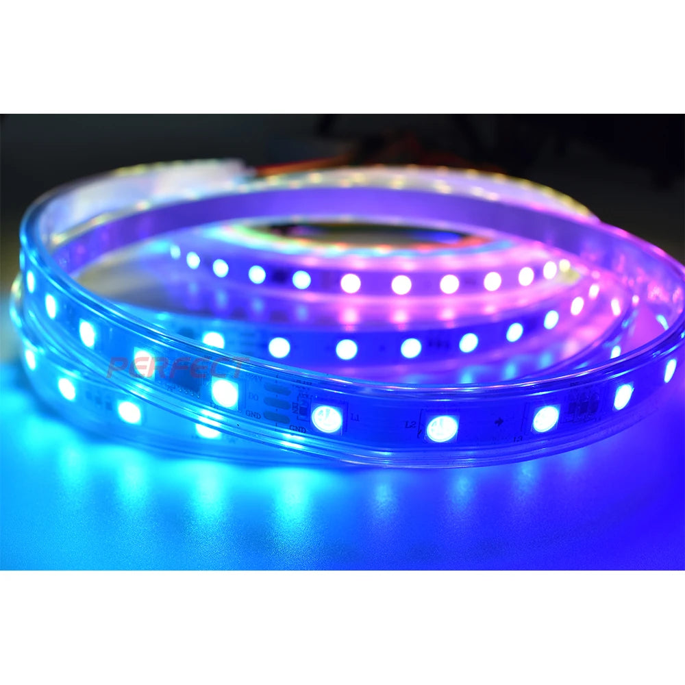 Factory WS2811 LED Strip Light 12V SMD5050 60 LEDs/M Flexible Pixel 2812 WS2811 Addressable IP65 RGB Strip Lights 2811