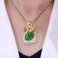 Fashion Green Stone Pendant Necklace Influencer Sweater Chain Peace Buckle Necklace for Women Water Drop Round Flower Necklace