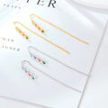 Fashion Jewelry 925 Sterling Silver Long Tassel rainbow Colored Small Zircon Gold Plated Stud Earring Jewelry for Women